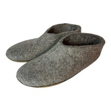 Glerups Slip-On Grey Wool Bootie Slipper with Leather Sole Women  s US 9 EU 40