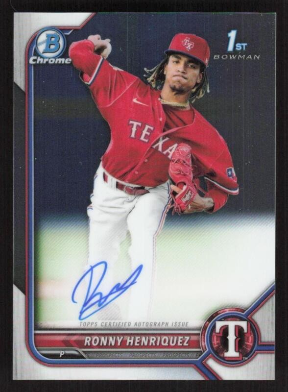 2022 BOWMAN RONNY HENRIQUEZ CPA-RH MINT CHROME 1ST RC AUTOGRAPHS TEXAS RANGERS
