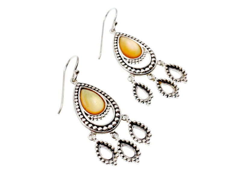 Vintage 925 Sterling Silver Agate Earrings - image 2