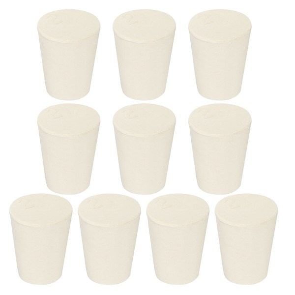 Feste Gummistopfen 2#, 10Er Pack Konische Labordichtung Gummistopfen, Weiß-image
