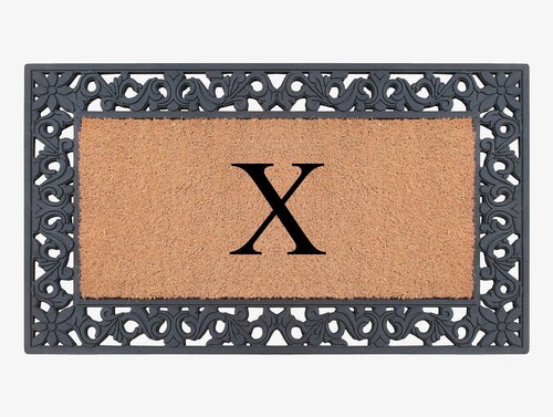 A1HC Natural Rubber & Coir 18x30, Monogrammed Doormat For Front Door Anti-She...