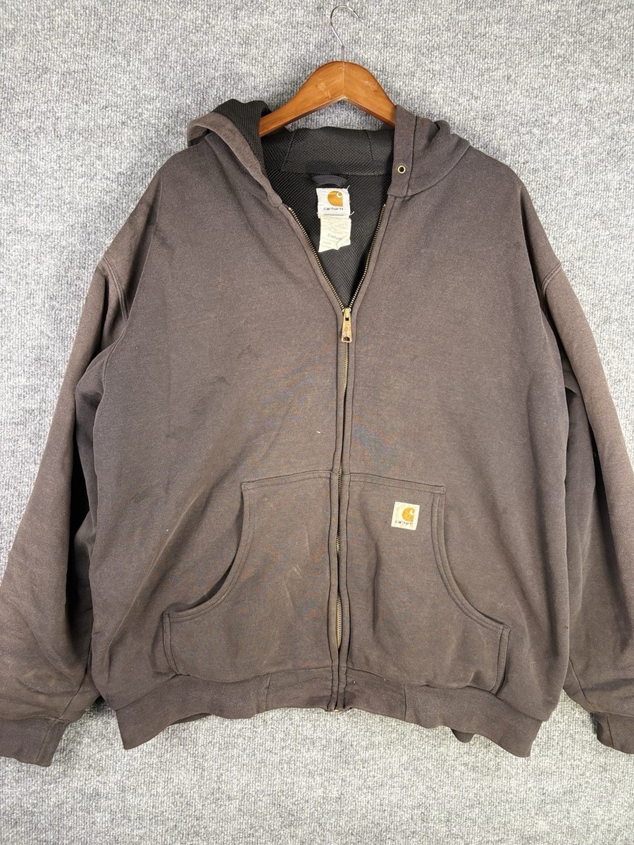 Vintage Carhartt Thermal Lined Full Zip Hoodie Jacket 2XL J149