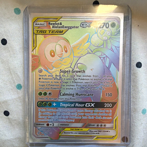Pokemon Rowlet & Alolan Exeggutor GX 237/236 Unified Minds Secret Rare TAG TEAM