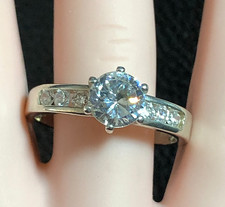 Sterling Silver CZ Engagement Ring 7mm 1.5 Carat Solitaire 925 Sz 10 4258