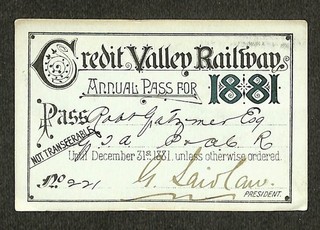 Credit Valley Railway Railroad Annual Pass with Map 1881