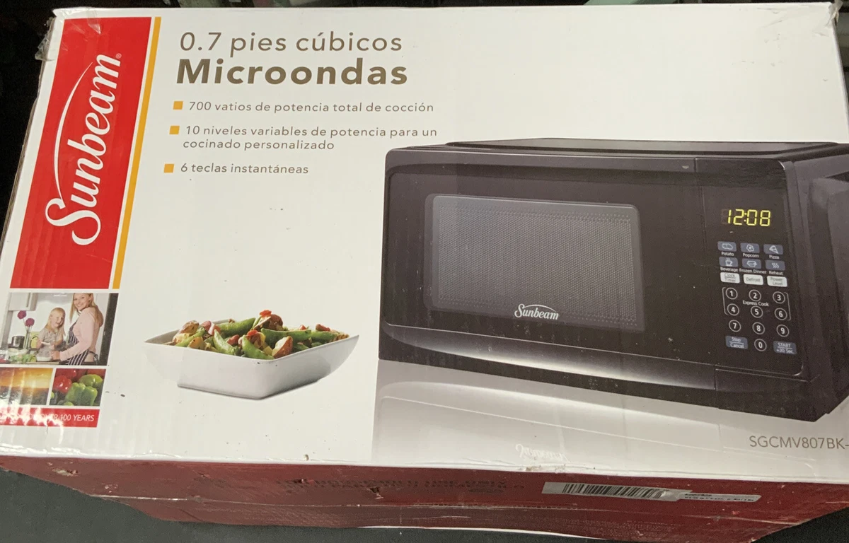 🍏 NIB Sunbeam 0.7 cu ft 700 Watt Microwave Oven - Black SGCMV807BK-07 ‼️