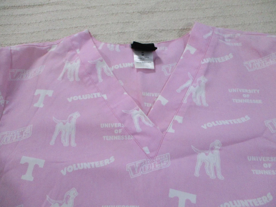 Scrub Duds Womens Scrub Shirt Medium Pink Dogs Short Sleeve Medical Polyester - Image 2 of 4