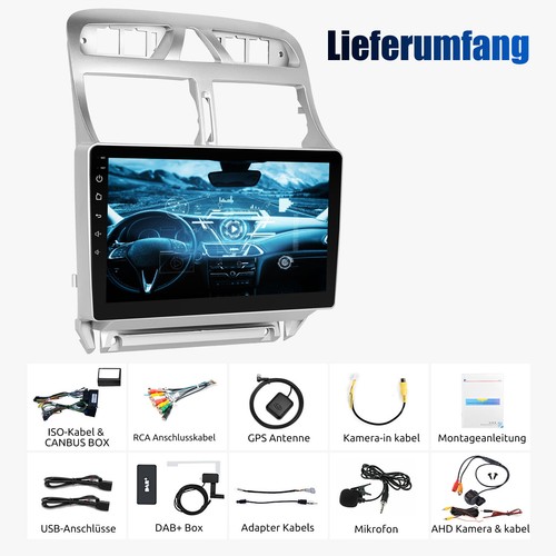 2+32G Android 12 Autoradio CarPlay GPS Navi DAB+ MIK Kamera Für Peugeot 2002-13 - Bild 13 von 13