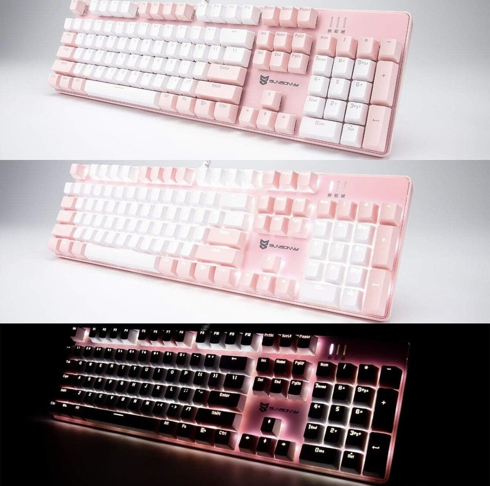Merdia Wired Mechanical Gaming Keyboard with Durable White Backlight for Enhanced Gaming Performance and Style