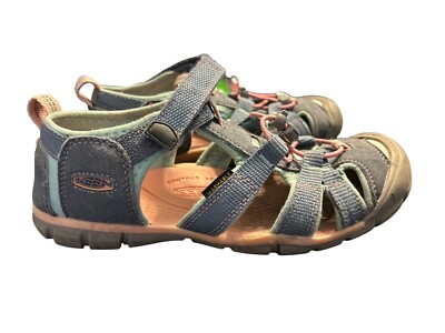 KEEN Seacamp II CNX Hiking Water Sandals-Flint Stone/Ocean Wave-Blue-Pink-Girl 4