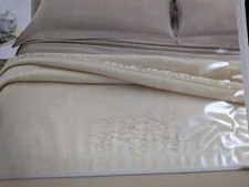 Coperta in Lana Ricamata Matrimoniale Panna o Verde Morbida Inverno