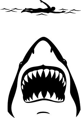 STICKER SHARK JAWS BITE TEETH VINYL DECAL 