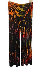 TIE DYE Black Rayon Spandex Bell Bottom Pants OS-NEW