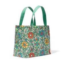Rhode Target Green Zinnia Print Floral Tote Large - New! Cotton Linen Pocket Zip