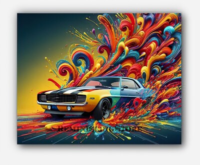 Chevrolet Camaro RS 1969 Picture abstract Art splashes of paint #3 Reprint