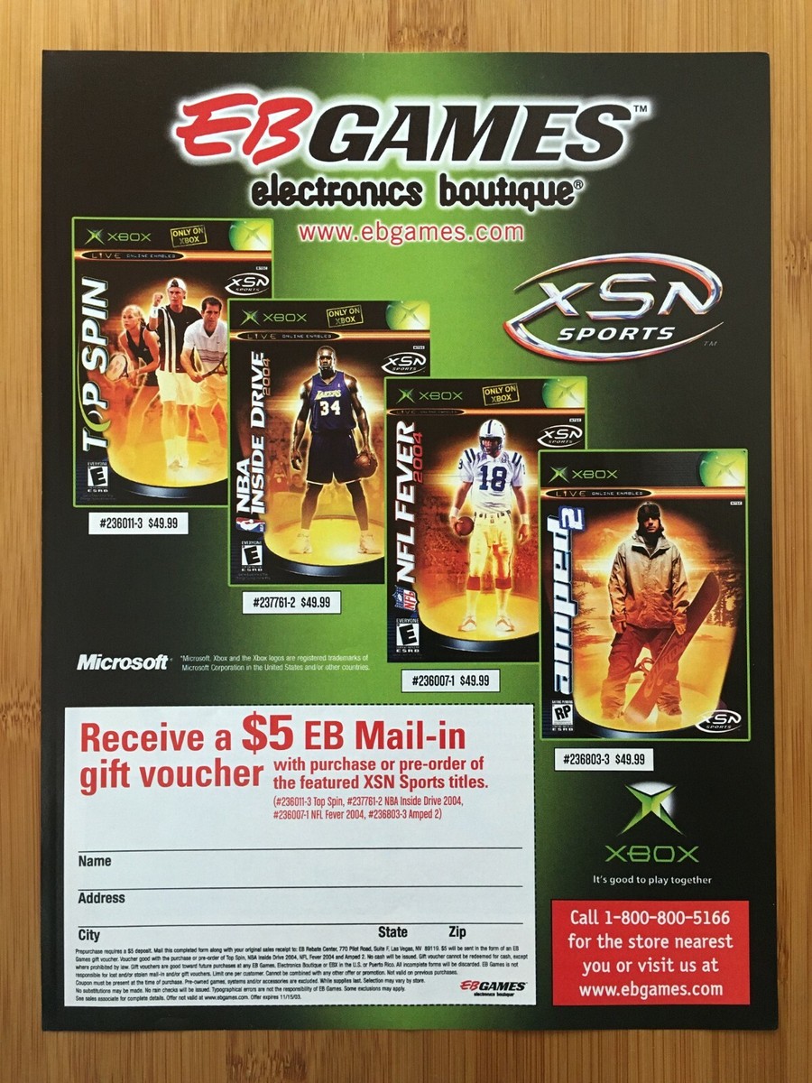 XBOX初代 EVOX化トムソン HDD1TB-Cerbios+3ゲームスポーツ 2003 Original Xbox XSN Sports Games Print Ad/Poster Official EB