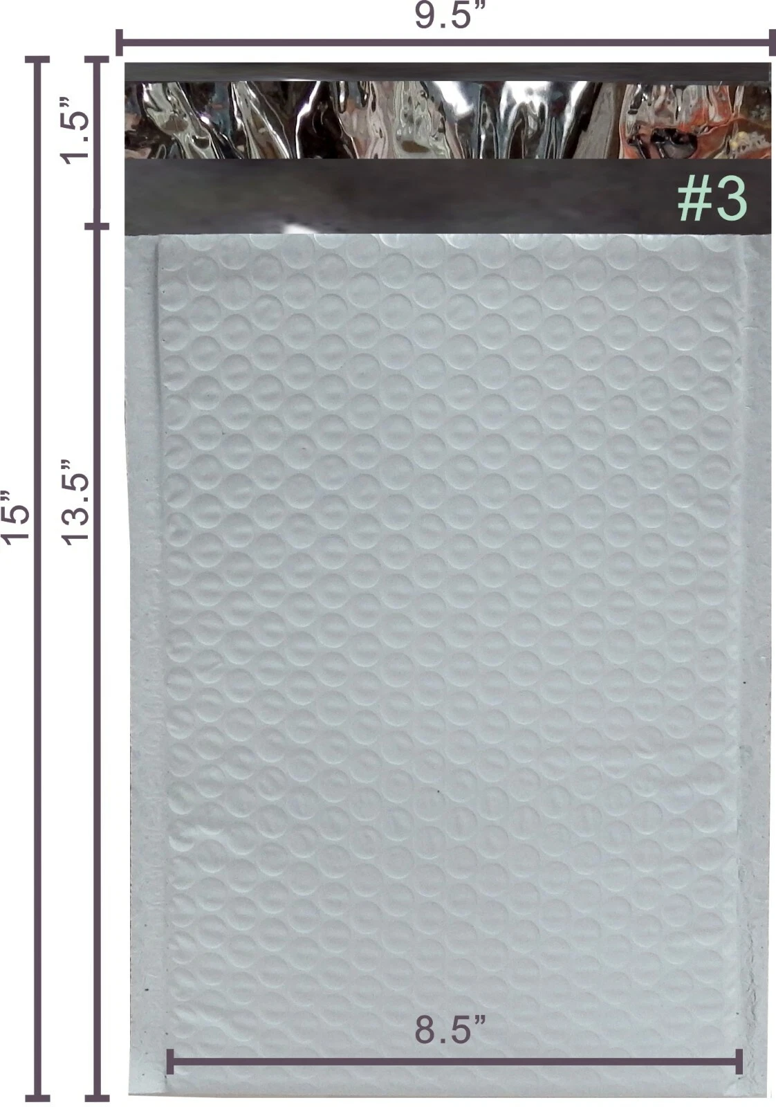 Yens® 100 #3 8.5x14.5 Poly Bubble Padded Envelopes Mailers Inner 8.5x13.5 - product detail image 3