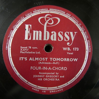 78 rpm FOUR IN A CHORD it`s almost tomorrow / the rose tattoo