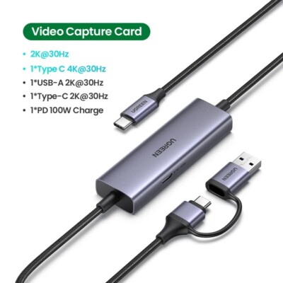UGREEN Video Capture Card 4K HDMI to USB/USB-C For PC Camera Live