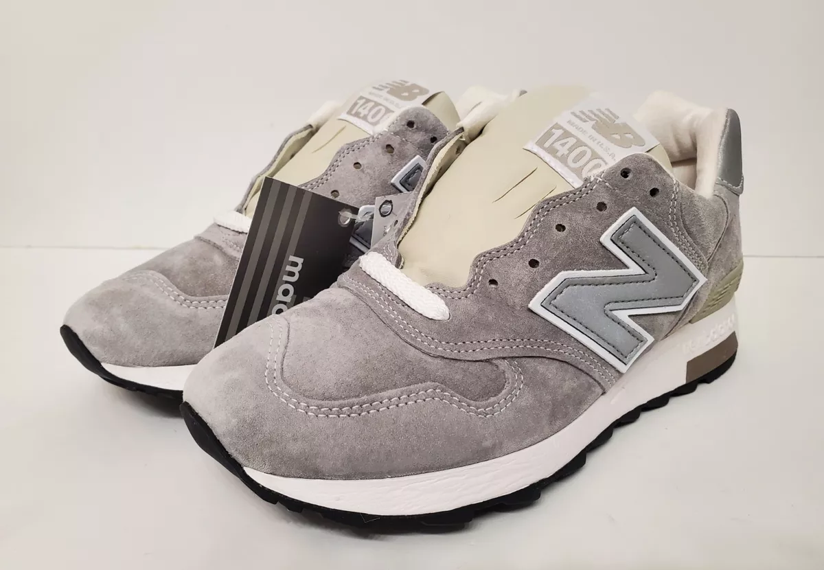 New Balance M1400JGY Made In USA Running Shoe. Suede Gray/White Size M6.5 /  W8.