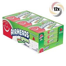 Full Box 12x Packs Airheads Watermelon Gum, 14 Sticks Per Pack, Sugar Free