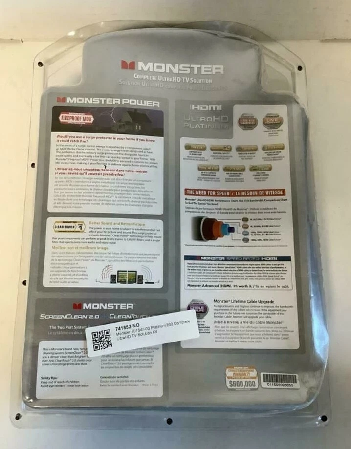 Monster 101647-00 Platinum 800 Complete UltraHD TV Solution Kit ScreenClean HDMI - Image 2 of 2