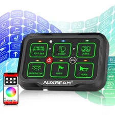 AUXBEAM 6 Gang RGB AR-600 Switch Panel Toggle Circuit Relay System Kit For Chevy