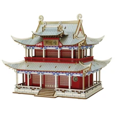 China WuHan ancient Qingchuan Pavilion 3D wooden Puzzle DIY Toy Building Gift