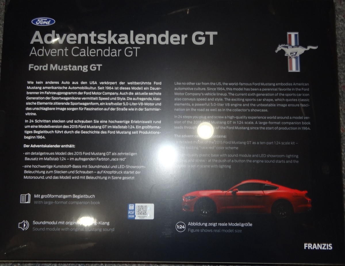 Ford Mustang GT Advent Calendar Model Car Kit 24 Day build Christmas Gift |  eBay