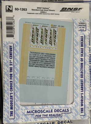 Microscale Decal N  #60-1263 BNSF Standard Cab Hood Diesel repaint