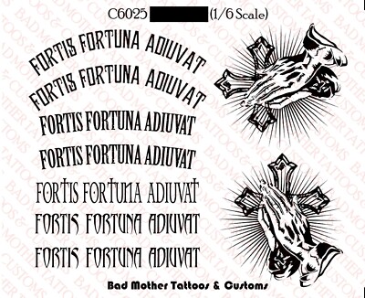Fortis Fortuna Adiuvat Tattoo Waterslide Decal for 12 inch action figures