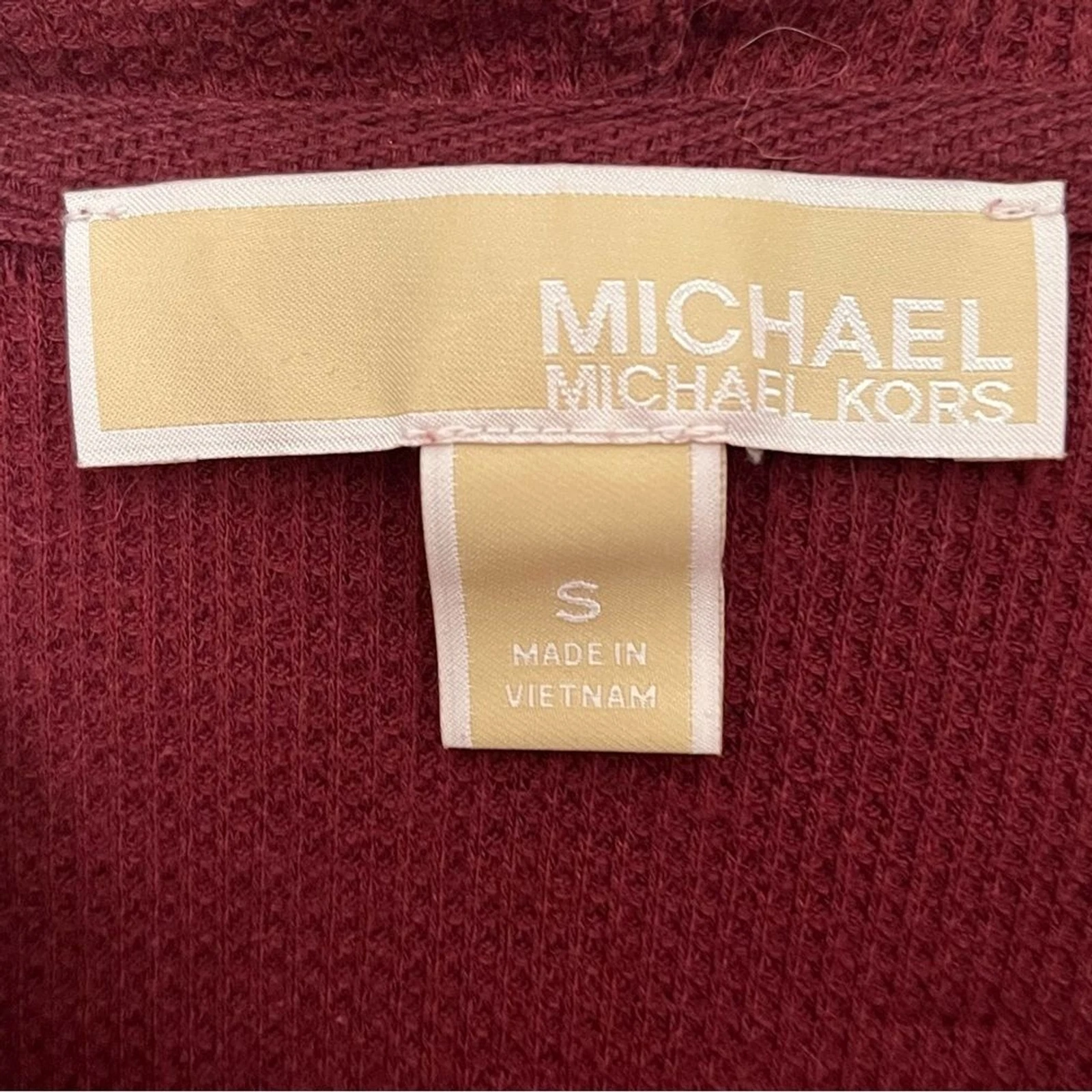 MICHAEL Michael Kors Maroon Pullover Maglia Waffle con Cappuccio Taglia S