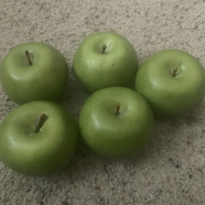 5 Apples Artificial Fake Fruit Green Lot Realistic Light Weight 4'' Tall Stem