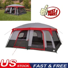 12-Person Cabin Tent with Convertible Screen Room Family Camping Tents Outdoor