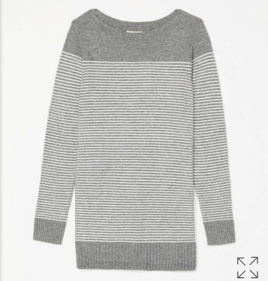NWT ANN TAYLOR LOFT $59.99 Petite GRAY STRIPED COZY TUNIC SWEATER, sz MP