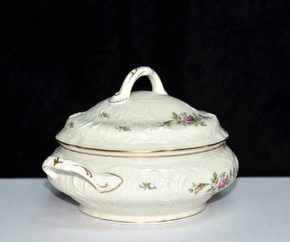 Rosenthal Clásico Rosa Sanssouci SERVIR TAZÓN DE VERDURAS Y TAPA Marfil Floral ¡Como Nuevo! Foto 3 de 4
