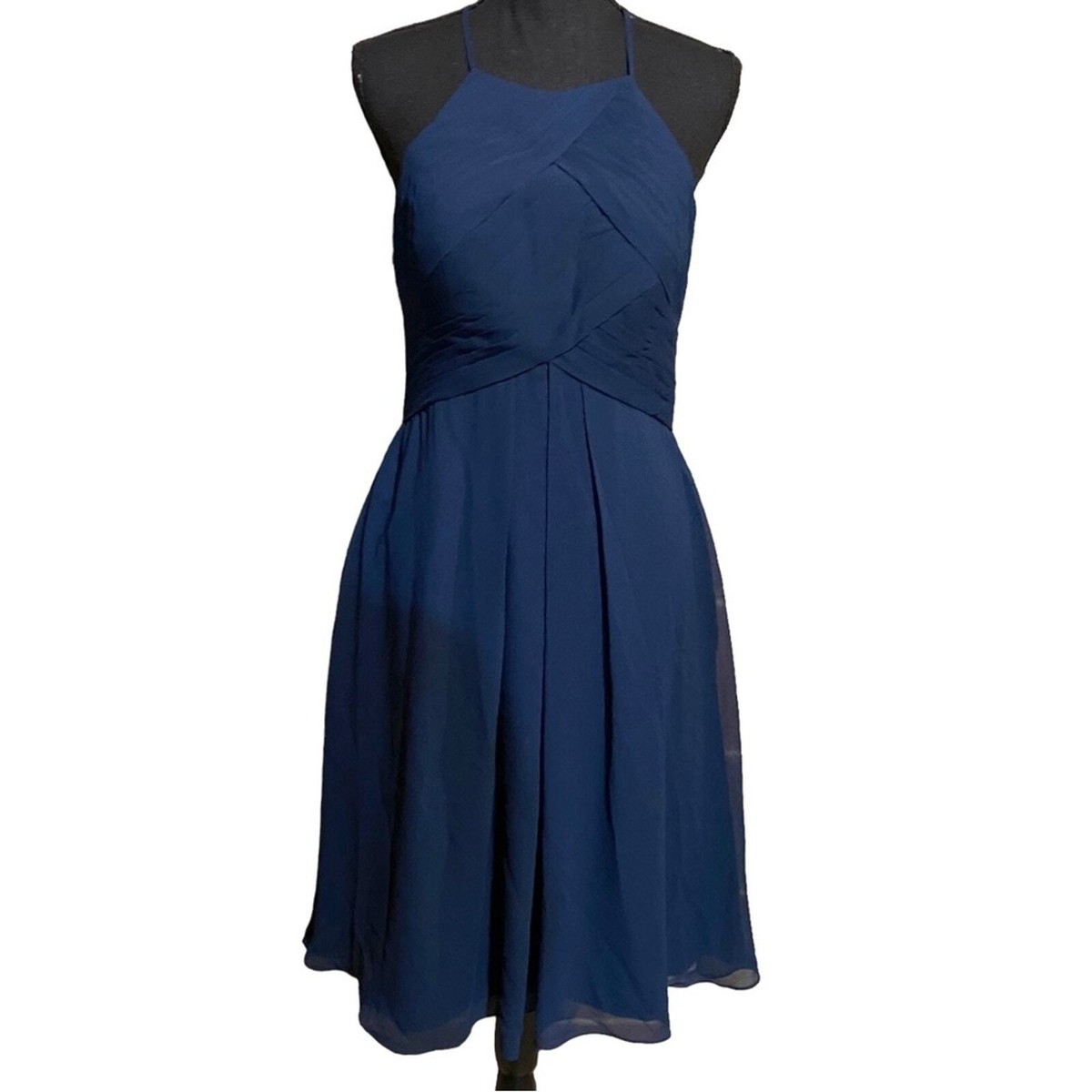AZAZIE Midnight Blue Knee Length Formal Chiffon Halter Dress Women's 8 | eBay AZAZIE Midnight Blue Knee Length Formal Chiffon Halter Dress Women's 8 | eBay