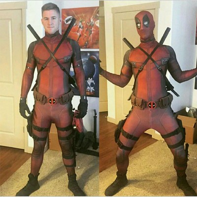 Deadpool 5PCS Kinder Cosplay Kostüm Karneval Overall Spandex Bodysuit Zubehör DE