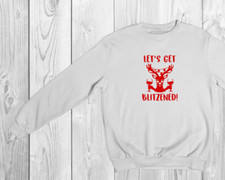 Let's Get Blitzened Christmas Sweatshirt  Funny Reindeer Wine