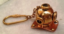 Key Chain Scuba Diving Helmet Golden Key Ring Brass Set Of 2 Pieces Free Ship BM