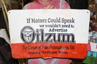 Vintage Oilzum Motor Oil The Cream Of Pennsylvania Gas Station 22" Metal Sign