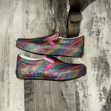 Vans Glitter Rainglow Rainbow Girls Kids Size 3 Classic Slip On Shoes