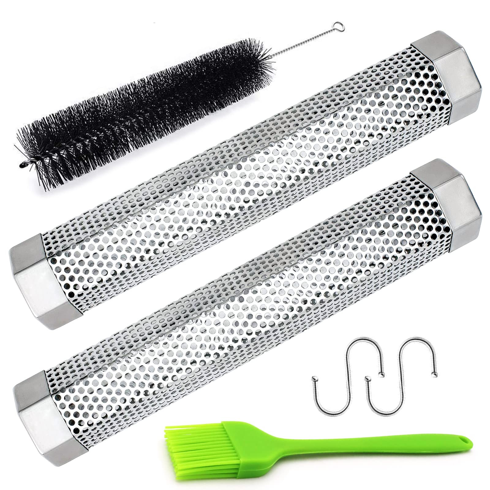 Aushucu 2pcs 12in Stainless Steel Pellet Smoker Tube for Hot/Cold Smoking BBQ