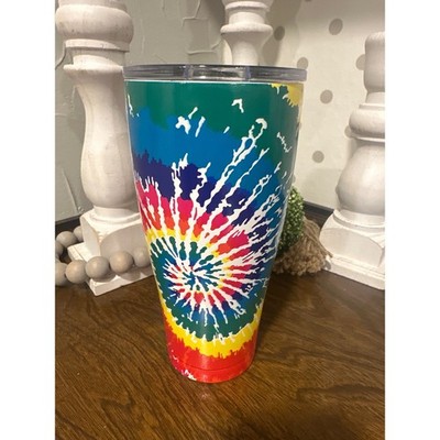 SIC Cups Rainbow Tie Dye Insulated Stainless Steel Tumbler with Lid 30oz