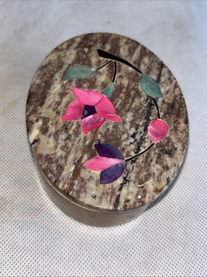 Vintage Agra Marmor Speckstein Andenken Box