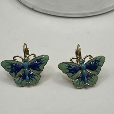 Kate Spade New York Lovely Butterfly Enamel Hook Earrings Dangle Pierced Vintage