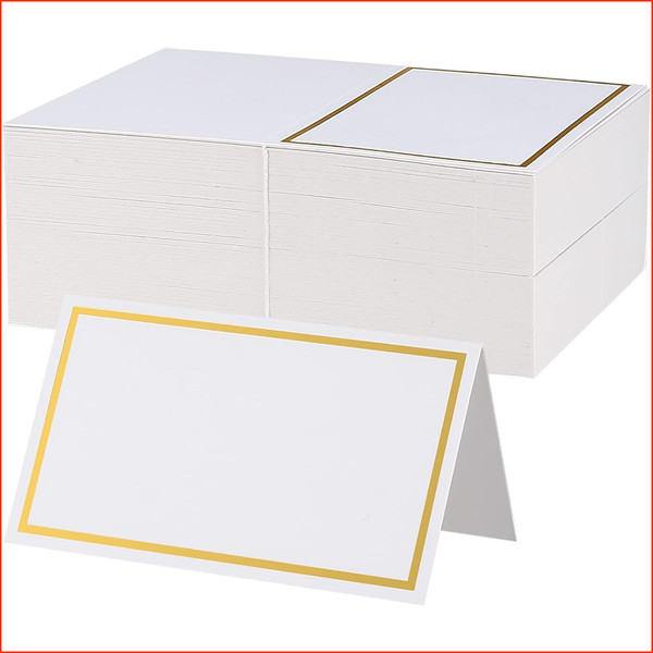 Platzkarten 100 Stk Blanko Namenskarten Mit Goldfolie Rand FüR Hochzeit-image