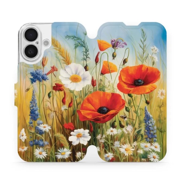 HandyhüLle Mit Klappe FüR Iphone 16 Mobiwear Case Cover Etui HüLle Wiesenblumen-image