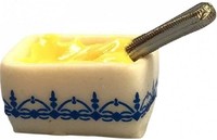 Puppenhaus Blau & Weiß Butterdose Mit Messer Miniatur KüChenzubehöR 1:12