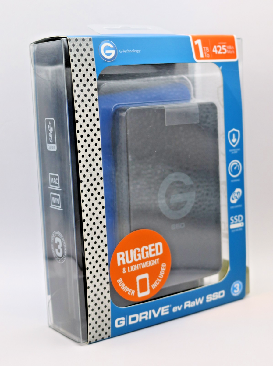 G-Technology 1TB G-DRIVE ev RaW SSD – USB 3.0 – Rugged – 425MB/s